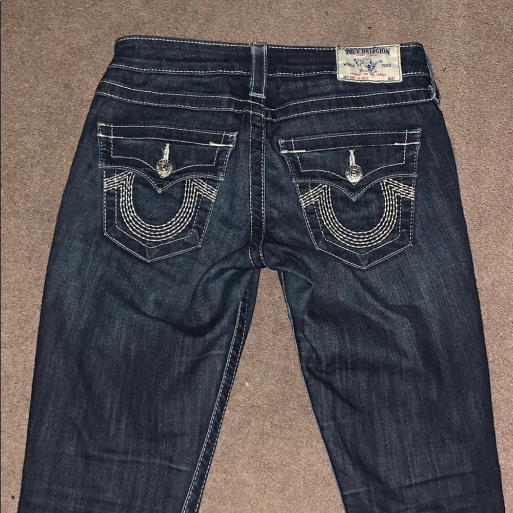 Dark wash True Religion Skinny jeans.